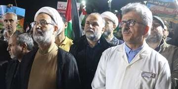 گزارش تصویری تجمع اعتراضی سپید پوشان مدافع سلامت گیلان در پی بمباران وحشیانه بیمارستانی در غزه