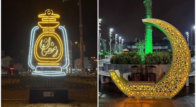 گل آرایی بلوارها و نصب المان های شهری رشت متناسب با ماه مبارک رمضان